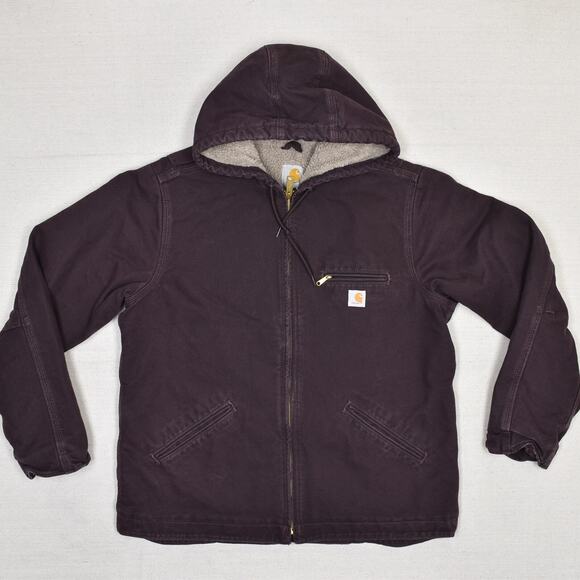 Carhartt Women's Canvas SierraJacket Sherpa Lined Cotton Purple Size L WJ141 DWN - Picture 1 of 8
